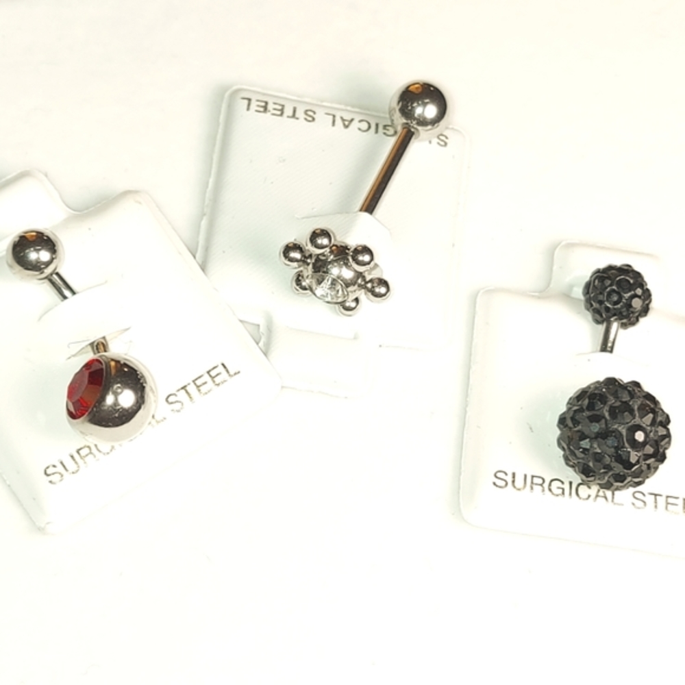 NWT Daisy Flower Set of 3 Stainless Surgical Steel Body Jewelry Set